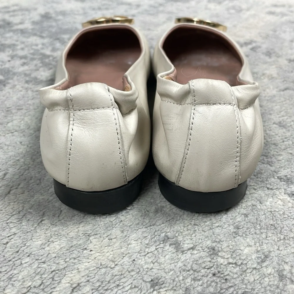 Valentino Calliope Leather Ballet Flats V Medallion Ivory Cream Sz 8 - Picture 7 of 14